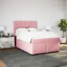 Lova Su Spyruoklėmis Ir Čiužiniu, Rožinė, 160X200 cm Aksomas