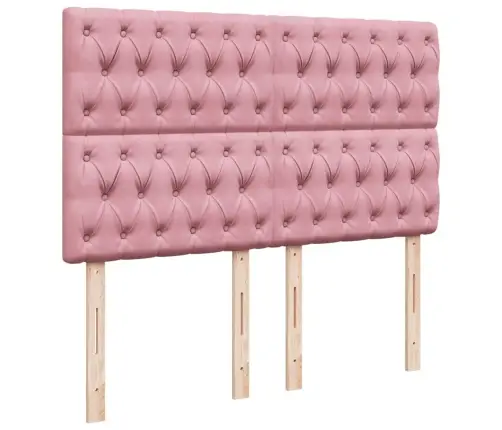 Lova Su Spyruoklėmis Ir Čiužiniu, Rožinė, 160X200 cm Aksomas