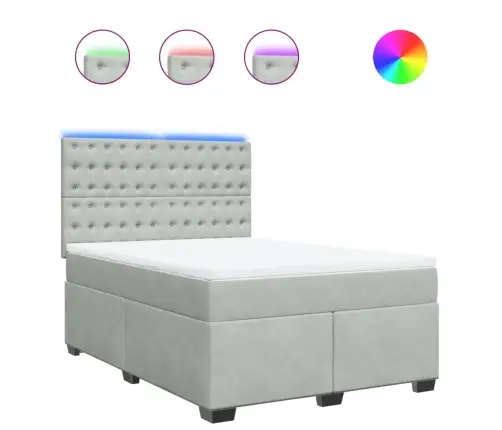 Atsperu Gulta Ar Matraci, Gaiši Pelēka Samts, 160X200 Cm Vidaxl