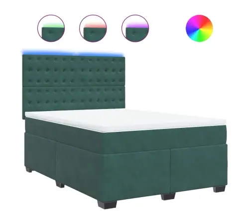 Lova Su Spyruoklėmis Ir Čiužiniu, Žalia, 160X200 cm Aksomas