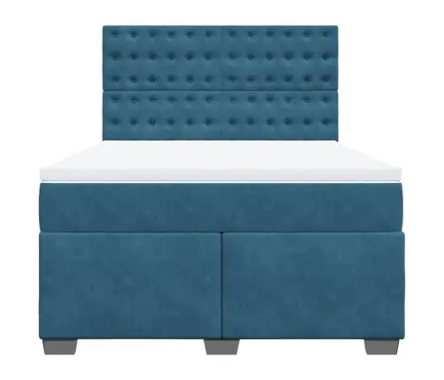 Atsperu Gulta Ar Matraci, Zils Samts, 160X200 Cm Vidaxl