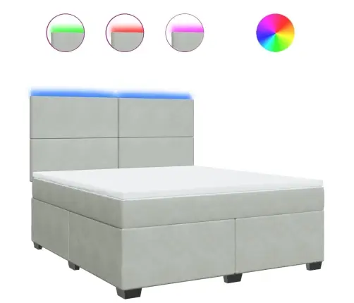 Atsperu Gulta Ar Matraci, Gaiši Pelēka Samts, 180X200 Cm Vidaxl