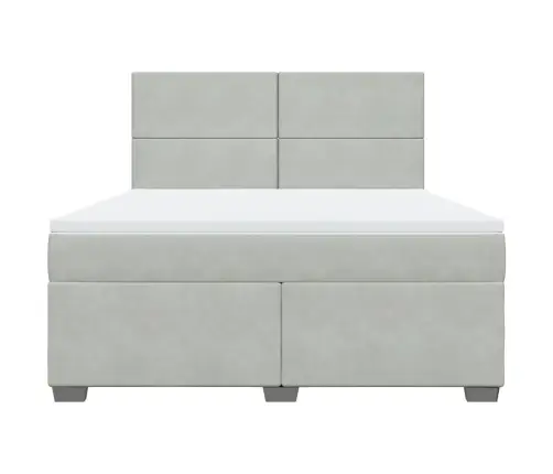 Atsperu Gulta Ar Matraci, Gaiši Pelēka Samts, 180X200 Cm Vidaxl