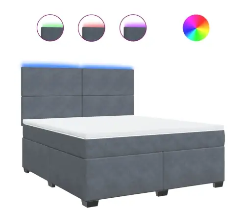 Atsperu Gulta Ar Matraci, Tumši Pelēka Samts, 180X200 Cm Vidaxl