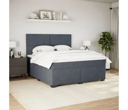 Atsperu Gulta Ar Matraci, Tumši Pelēka Samts, 180X200 Cm Vidaxl