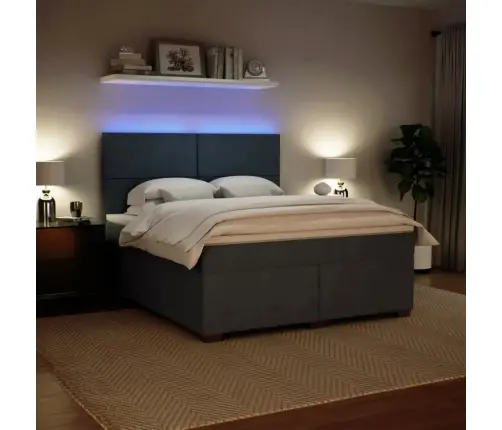 Atsperu Gulta Ar Matraci, Tumši Pelēka Samts, 180X200 Cm Vidaxl