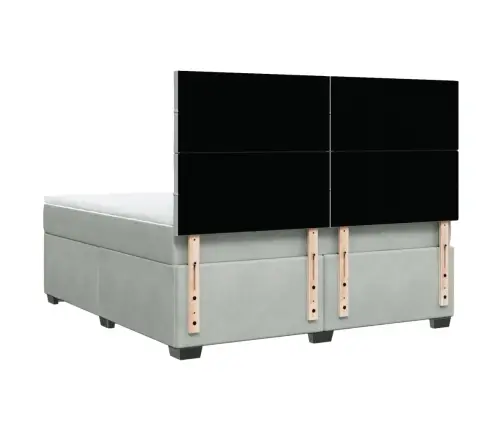 Lova Su Spyruoklėmis Ir Čiužiniu, Pilka, 180X200 cm Aksomas