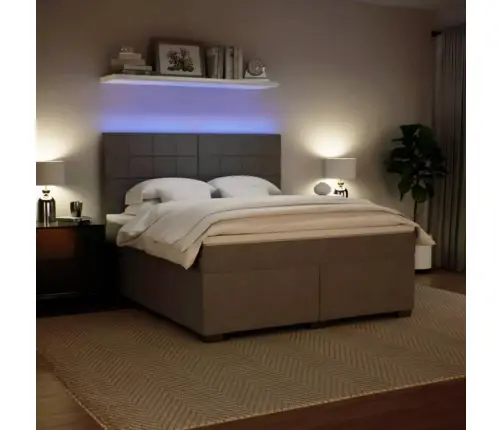 Lova Su Spyruoklėmis Ir Čiužiniu, Pilka, 180X200 cm Aksomas