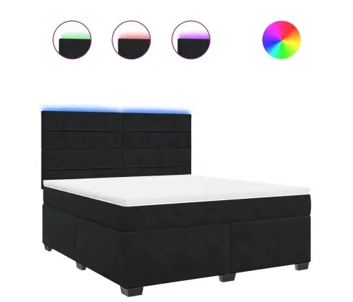 Atsperu Gulta Ar Matraci, Melna Samts, 180X200 Cm Vidaxl