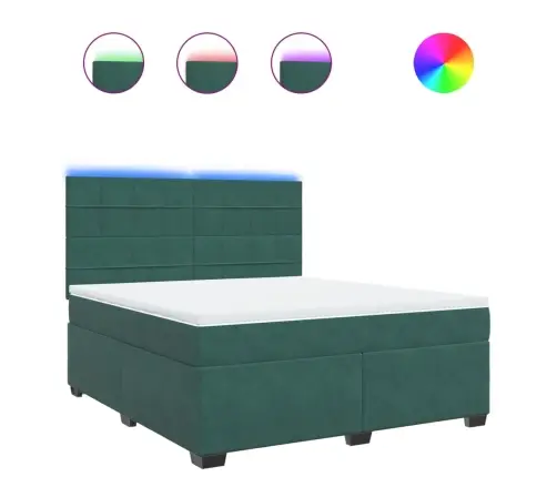 Atsperu Gulta Ar Matraci, Tumši Zaļš Samts, 180X200 Cm Vidaxl