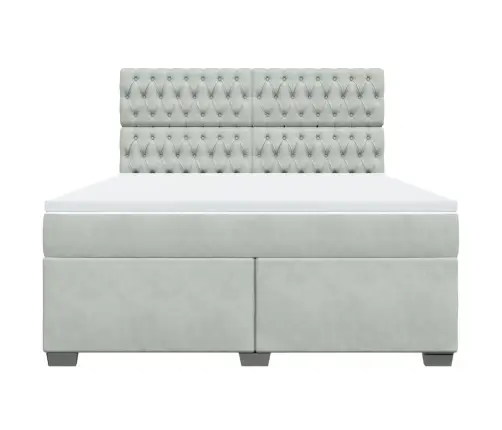 Lova Su Spyruoklėmis Ir Čiužiniu, Pilka, 180X200 cm Aksomas