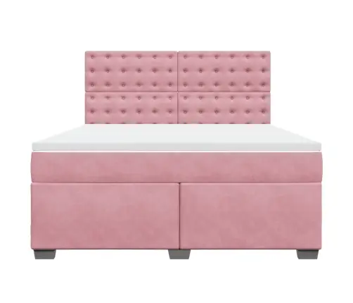 Atsperu Gulta Ar Matraci, Rozā Samts, 180X200 Cm Vidaxl