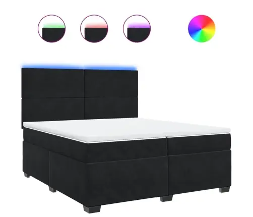 Atsperu Gulta Ar Matraci, Melna Samts, 200X200 Cm Vidaxl