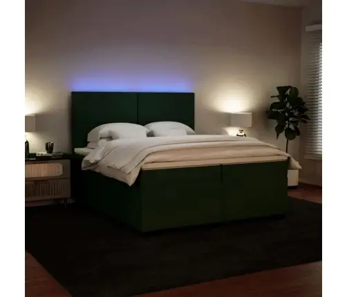 Atsperu Gulta Ar Matraci, Tumši Zaļš Samts, 200X200 Cm Vidaxl