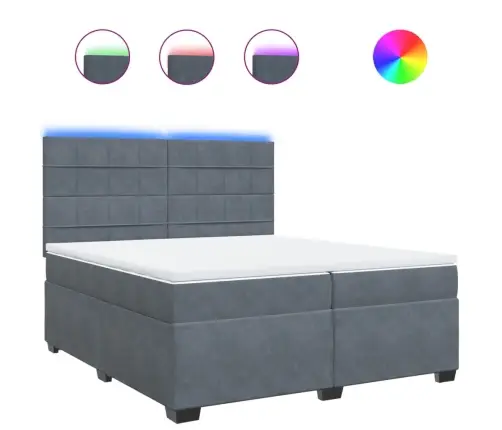 Atsperu Gulta Ar Matraci, Tumši Pelēka Samts, 200X200 Cm Vidaxl