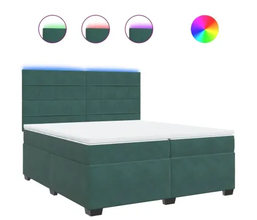 Atsperu Gulta Ar Matraci, Tumši Zaļš Samts, 200X200 Cm Vidaxl