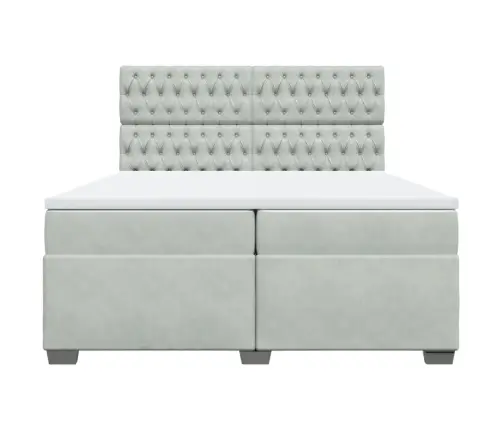 Lova Su Spyruoklėmis Ir Čiužiniu, Pilka, 200X200 cm Aksomas