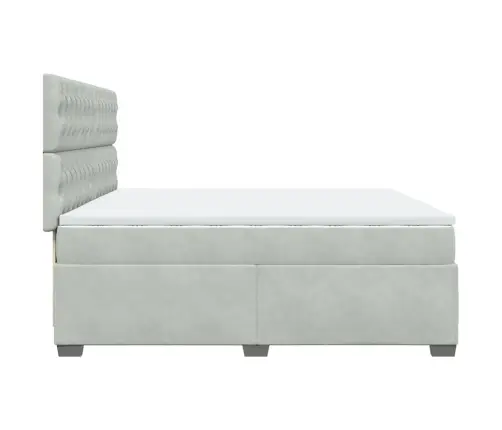 Lova Su Spyruoklėmis Ir Čiužiniu, Pilka, 200X200 cm Aksomas