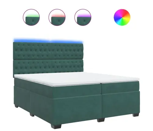 Atsperu Gulta Ar Matraci, Tumši Zaļš Samts, 200X200 Cm Vidaxl