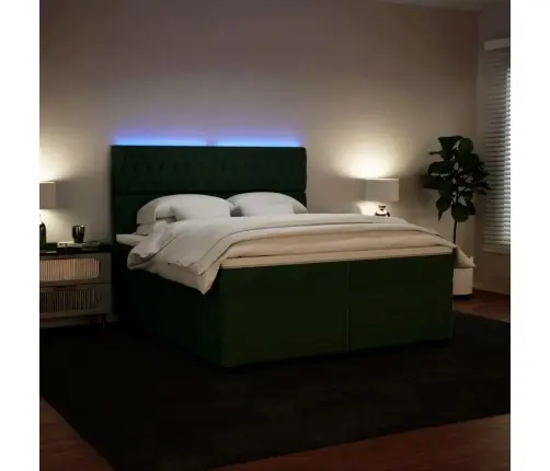 Atsperu Gulta Ar Matraci, Tumši Zaļš Samts, 200X200 Cm Vidaxl