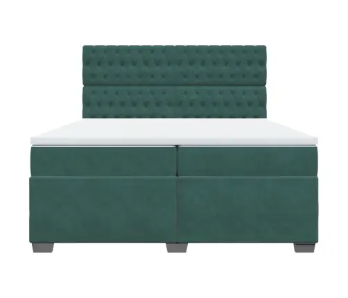 Atsperu Gulta Ar Matraci, Tumši Zaļš Samts, 200X200 Cm Vidaxl