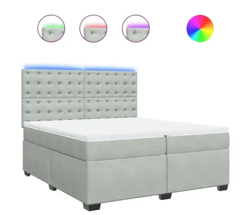 Atsperu Gulta Ar Matraci, Gaiši Pelēka Samts, 200X200 Cm Vidaxl