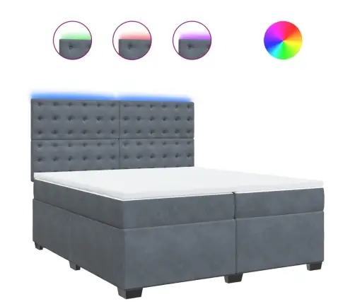 Atsperu Gulta Ar Matraci, Tumši Pelēka Samts, 200X200 Cm Vidaxl