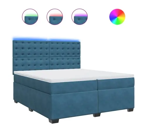 Kontinentaalvoodi Madratsiga, Sinine, 200X200 cm Samet