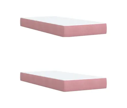 Atsperu Gulta Ar Matraci, Rozā Samts, 200X200 Cm Vidaxl