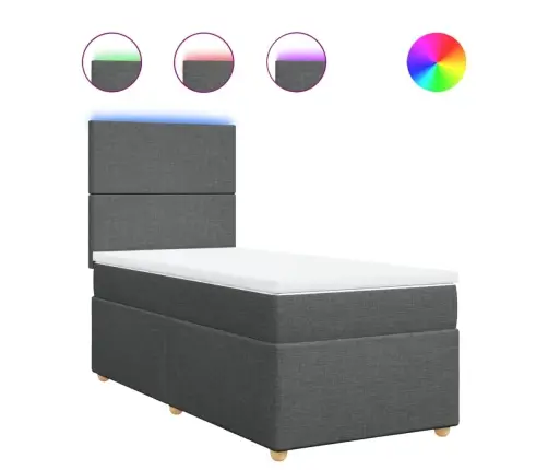 Lova Su Spyruoklėmis Ir Čiužiniu, Tamsiai Pilka, 80X200 Cm