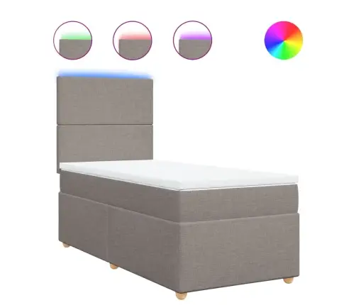 Lova Su Spyruoklėmis Ir Čiužiniu, Taupe, 80X200 cm Audinys