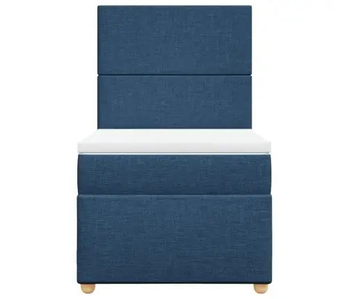 Atsperu Gultas Rāmis Ar Matraci, Zils, 80X200 Cm, Audums Vidaxl