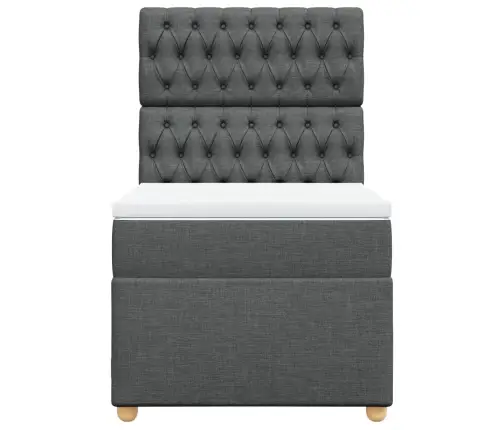 Atsperu Gultas Rāmis Ar Matraci, Tumši Pelēka, 80X200Cm, Audums Vidaxl