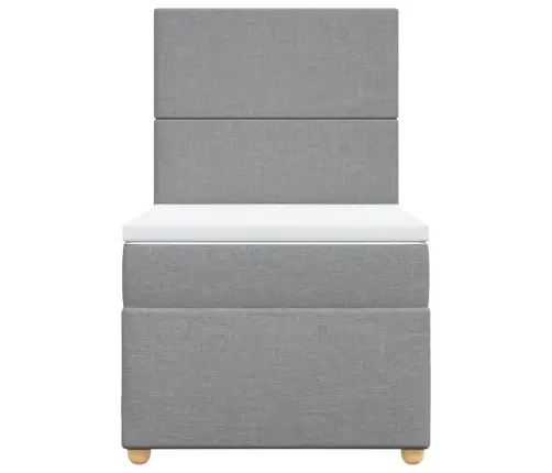 Atsperu Gulta Ar Matraci, Gaiši Pelēka, 90X190 Cm, Audums Vidaxl