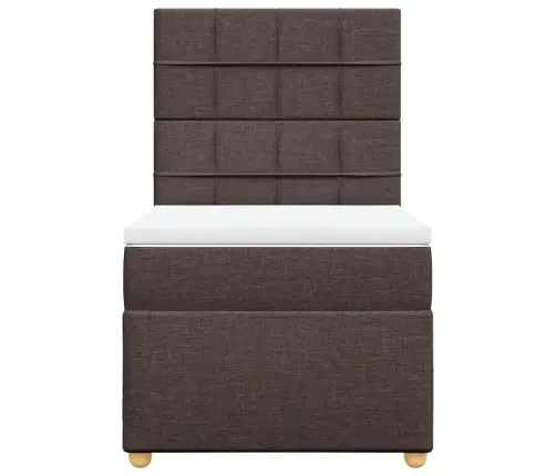 Atsperu Gulta Ar Matraci, Tumši Brūna, 90X190 Cm, Audums Vidaxl