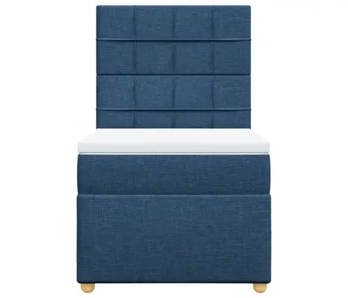 Atsperu Gultas Rāmis Ar Matraci, Zils, 90X190 Cm, Audums Vidaxl