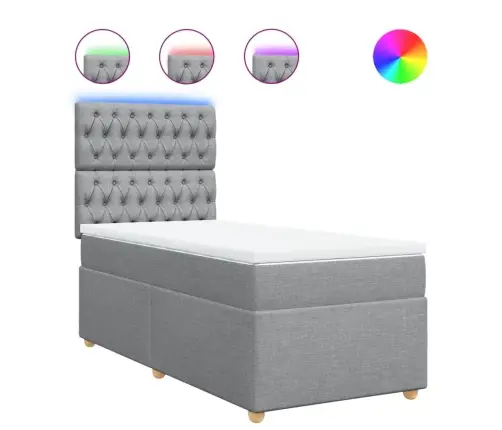 Atsperu Gulta Ar Matraci, Gaiši Pelēka, 90X190 Cm, Audums Vidaxl