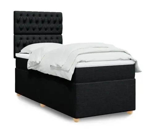 Atsperu Gulta Ar Matraci, Melna, 90X190 Cm, Audums Vidaxl