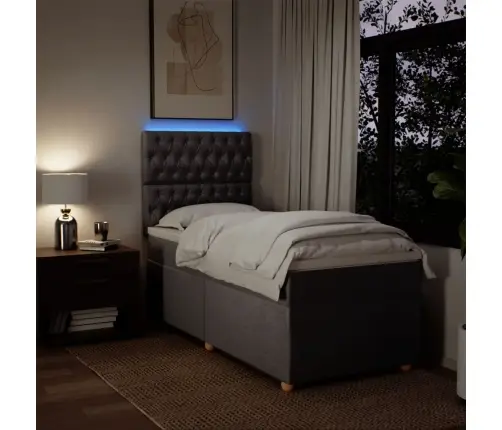 Lova Su Spyruoklėmis Ir Čiužiniu, Taupe, 90X190 cm Audinys