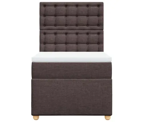 Atsperu Gulta Ar Matraci, Tumši Brūna, 90X190 Cm, Audums Vidaxl