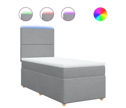 Atsperu Gulta Ar Matraci, Gaiši Pelēka, 90X200 Cm, Audums Vidaxl