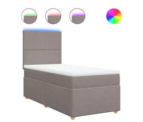 Lova Su Spyruoklėmis Ir Čiužiniu, Taupe, 90X200 cm Audinys