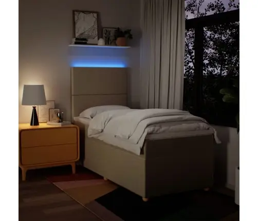 Atsperu Gultas Rāmis Ar Matraci, Krēmkrāsas, 90X200 Cm, Audums Vidaxl