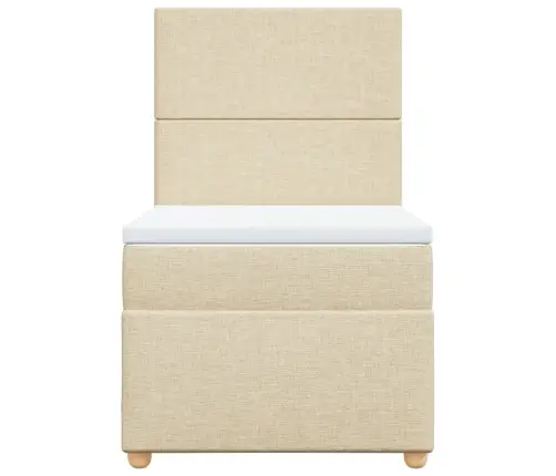 Atsperu Gultas Rāmis Ar Matraci, Krēmkrāsas, 90X200 Cm, Audums Vidaxl