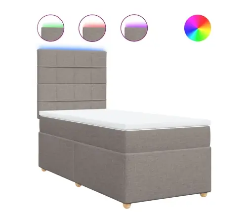 Atsperu Gultas Rāmis Ar Matraci, Pelēkbrūns, 90X200 Cm, Audums Vidaxl