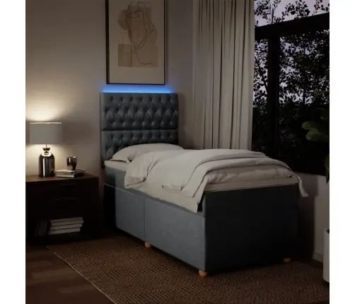 Atsperu Gulta Ar Matraci, Gaiši Pelēka, 90X200 Cm, Audums Vidaxl