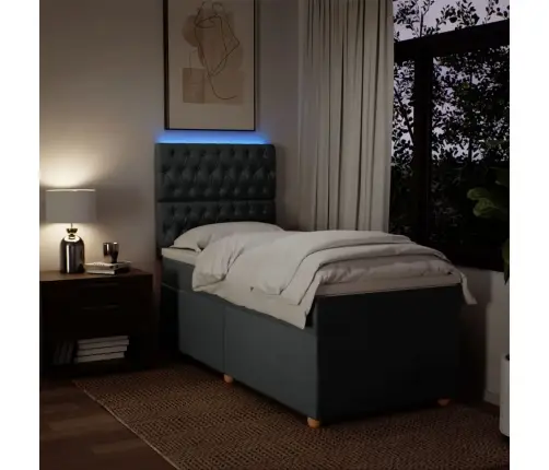 Atsperu Gulta Ar Matraci, Tumši Pelēka, 90X200 Cm, Audums Vidaxl