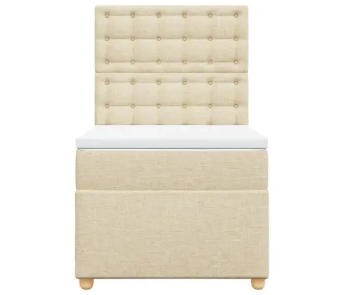 Lova Su Spyruoklėmis Ir Čiužiniu, Kreminė, 90X200 cm Audinys