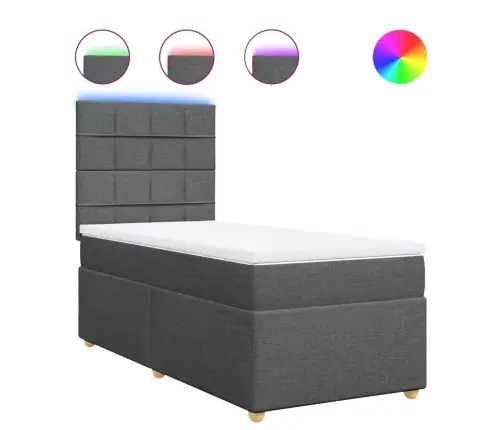 Atsperu Gultas Rāmis Ar Matraci, Tumši Pelēka Audums, 100X200Cm Vidaxl