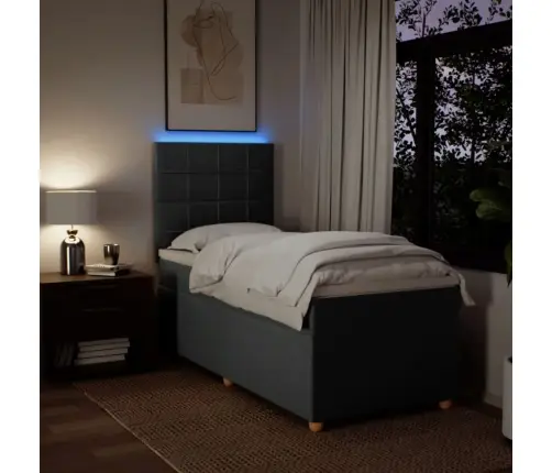 Atsperu Gultas Rāmis Ar Matraci, Tumši Pelēka Audums, 100X200Cm Vidaxl